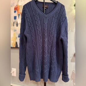 Black Brown 1826  Navy Cadet Blue  Cotton V-Neck Sweater Men’s  Large